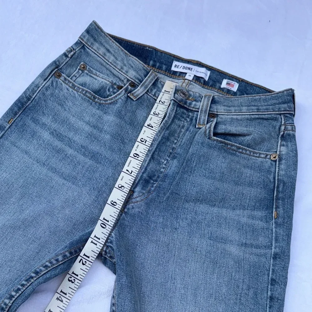 RE/Done High Rise Ankle Crop Stretch Jeans In Classic Stone Size 25